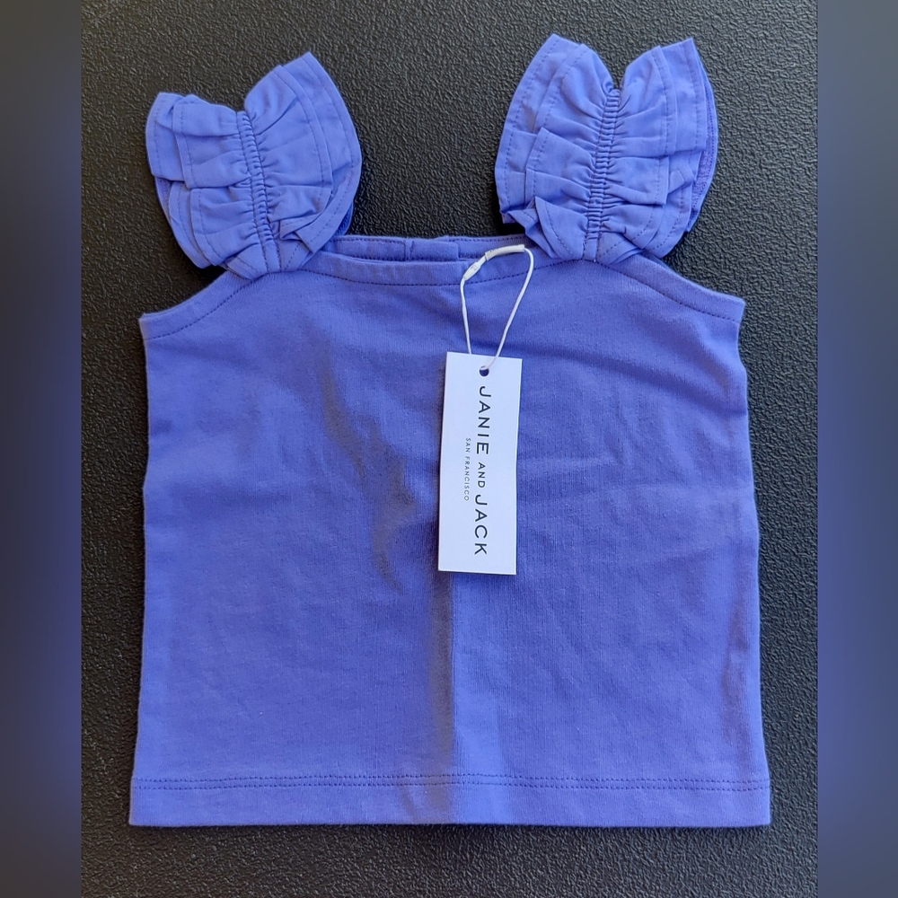 NWT Janie and Jack Ruffle Strap Jersey Top Size 6-12 Months